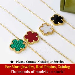 Pendant Necklaces Luxury Five Leaf Flower Necklace for Women Charm Clover Golden Stainless Steel Shell Choker Necklace High Quality Jewelry Set J230601