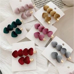 Hair Clips Barrettes New Fashion Vintage Veet Lovely Hairpin Set Korea Heart Shape Clip Women Girl Accessories Drop Delivery Jewel Dh12I