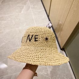 Designer Straw Woven Bucket Hat Women Straw Hats Men Cap For Vacation Garden Seaside Beach Hat Foldable Summer Sunhat{category}