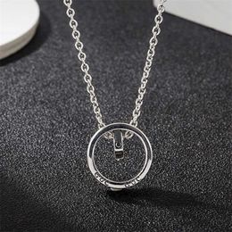 70% off designer Jewellery bracelet necklace Sterling ring buckle simple circular men's women's versatile pendant clavicle chain