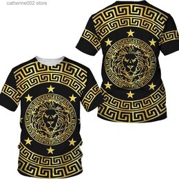 Men's T-Shirts New 3D Golden Chain Print Baroque Brand T-shirt 2022 Summer Style Short Sleeve Luxury Royal Men's Clothes Hip Hop Tops Tees T230601