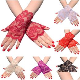 Fingerless Gloves Fashion Dance Long Womens Sexy Lace Ladies Half Finger Fishnet Mesh Mitten Drop Delivery Accessories Hats Scarves M Dhvox