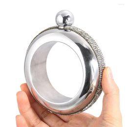 Hip Flasks 1PC 100MM Stainless Steel Rhine-studded Bracelet Wine Pot Ladies 4.52oz Ring Liquor Bottle DIY Portable Kettle Crafts