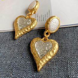 Stud Earrings Elegant High-Grade Silver Needle Heavy Industry Heart-Shaped Handmade Jelly Love Cotton Pearl Big Ear