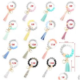 Party Favor Ups Fashion Sile Bead Bracelets Beech Tassel Key Chain Pendant Leather Bracelet Womens Jewelry 14 Style Drop Delivery Ho Dhvgi