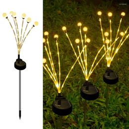 2Pcs Solar Firefly Lights Waterproof Flexible And Swaying 6 LED Bulbs For Patio Pathway Yard Decor