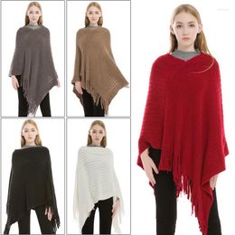 Scarves European And American Large Size Sweater Autumn Winter Monochrome Imitation Cashmere Tassel Pullover Cape