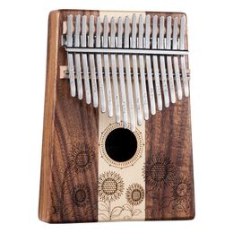 Thumb piano case type sunflower round hole 17 keys kalimba portable musical instrument finger piano suitable for gift kids