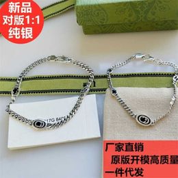 70% off designer jewelry bracelet necklace ring Street rope chain woven old black enamel interlocking men's women's Bracelet