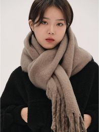 Scarves Winter Women Cashmere Scarf Female Luxury Lady Tassel Bandana Fashion Solid Shawl Wraps Foulard