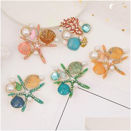 Pins Brooches Sea Star Coral Starfish Women Pearl Animal Ocean Series Party Office Brooch Pins Jewellery Gifts Drop Delivery Dha51