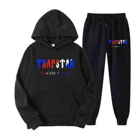Tracksuit Trapstar Brand Printed Sportswear Men's t Shirts 16 Colours Warm Two Pieces Set Loose Hoodie Sweatshirt Pants Jogging Motion design 690ess