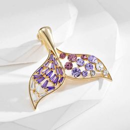 Pins Brooches fashion purple fishtail Women's luxury gold alloy zircon brooch safety pin G230529
