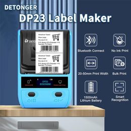 Printers DETONG DP23 58mm Sticker Printer Free One Roll Sticker Portable Label Maker Come With Software Pocket Thermal Bluetooth Ptrinter