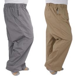 Pants Spring Summer Men Cargo Pants Simple Cotton Khaki Stretch Loose 8xl 9xl 10xl 12xl 13xl Pants Big Size Oversize Straight Trousers