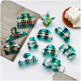 Clamps Women Fashion Gradient Colour Hair Claws Elegant Beautif Clips For Girls Korean Style Geometric Headwear Drop Delivery Jewellery Dhrps