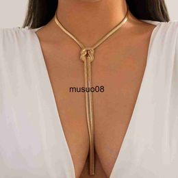 Pendant Necklaces Ingemark Unique Adjustable Twisted Chunky Snake Long Chain Necklace for Women Sexy Vintage Knotted Link Grunge Chest Jewelry New J230601