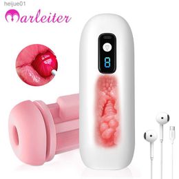 Automatic Male Masturbation with Sex Sound Real Oral Vagina Blowjob Masturbator for Men 8 Speed Sex Machine Tool Toy for Adult L230518