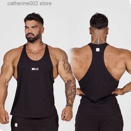 Men's T-Shirts New Men Tank top Gyms Workout I-shaped vest Fitness Bodybuilding sleeveless shirt Male Cotton clothing Casual Singlet Undershirt T230601