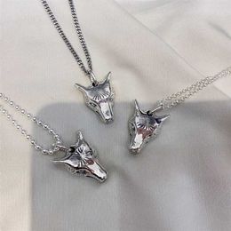 80% off designer jewelry bracelet necklace ring 925 Sterling domineering wolf head men's pendant clavicle chain
