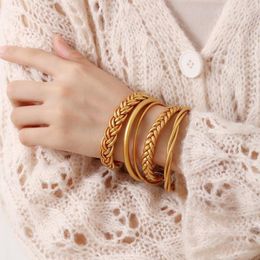 Bangle ALLYES Multilayer Handmade Braided Bangles For Women Temperament Glitter Filled Jelly PVC & Bracelet Jewellery Gift