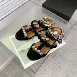 2023 design round buckle high heel sandals flat sandals women's fashion sandals flat shoes size 35-42