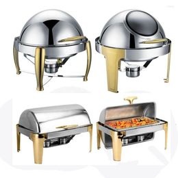 Dinnerware Sets 1pcs Roll-Top Chafing Dish Buffet Set Stainless Steel Chaffing Dishes Warmer For El Restaurant