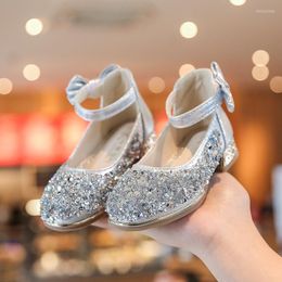 Flat Shoes 2023 Spring Princess Kids Leather For Girl Sequins Rhinestone Casual Children High Heel Girls Sandals