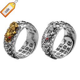 Feng Shui Pixiu Mani Mantra Protection Wealth Ring Charms Ring Amulet Wealth Lucky Open Adjustable Ring Buddhist Jewelry