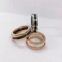 Designer Luxury B Ceramic Thread Ring Diamond Ring Couple Ring