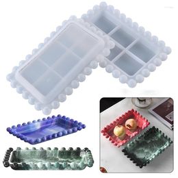 Baking Moulds Crystal Epoxy Mold Rectangular Beaded Storage Tray Jewelry Dish Silicone Cake Stand Diy Resin Molds