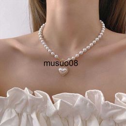 Pendant Necklaces MYJIEBIN Simple Single Layer Imitation Pearl Rhinestone Necklace Women's Classic Necklace Bracelet Earrings Three Piece Set 2023 J230601