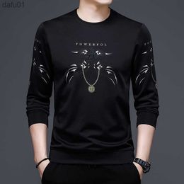 BROWON Fashion Black T Shirt Men 2023 Autumn Long Tops Long Sleeve T Shirt Mens Casual Regular Fit O-neck Men Clothing L230520