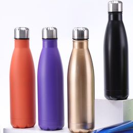 17oz Cola Shaped Water Bottle Sports Travel Water Bottle Double Walled Stainless Steel Thermos Coffee Mug With Lid 500ml