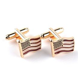 Cuff Links Gold America National Flag Cufflinks Fashion Formal Business Shirt Button For Men Women Jewellery Drop Delivery Tie Clasps Dhjhu