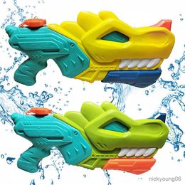 Sand Play Water Fun Dinosaur Gun Children Outdoor Beach Toys Kids Summer Seaside Natatorium Square Drifting Pistol Squirt 900ml