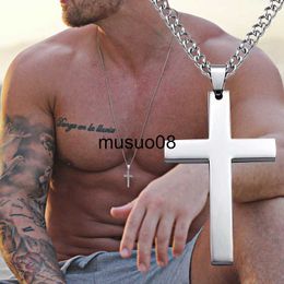 Pendant Necklaces Fashion Classic Cross Men Necklace Stainless Steel Chain Pendant Necklace for Men Jewellery Gift 2021 J230601