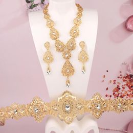 Necklace Earrings Set Turkish Kaftan Wedding Jewellery Zinc Alloy Plated Gold Arabic Luxury Bridal Ethnic Muslim Sets Mother Day Gift