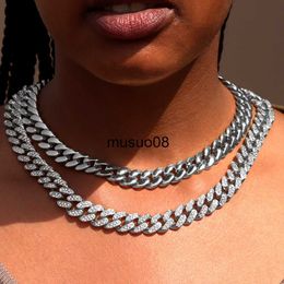 Pendant Necklaces Fashion 13MM Curb Miami Cuban Link Chain Necklace For Women Chunky Metal Chain Cuban Necklace Bracelet Hiphop Jewelry New J230601