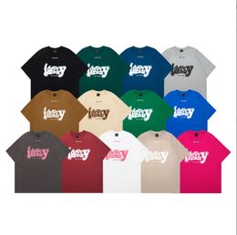 Designerkleidung Ideverray, amerikanische Modemarke Fuzzy Letters – Sommer-Baumwoll-Kurzarm-T-Shirt für Herren und Damen