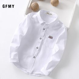 Kids Shirts GFMY Spring Oxford Textile Cotton Solid Colour Pink Black Boys white Shirt 3T-14T British style Childrens Tops 230531
