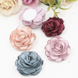 Hair Clips Wholesale 15PCs Handmade Flatback Fabric Button Patch Sticker Flowers For Girl Lady Jewelry Clip Headband Decoration