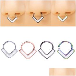 Nose Rings Studs Copper Ring Hoop Earring Septum Piercing V Shap Ear Stud Tragus Cartilage Helix Clip Eyebrow Lip Body Jewellery Dro Dhkab