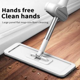 Mops squeeze mops floor cleaning flat mop for under a long bed furniture microfiber easy to use wiping dry and wet replaceable cloth Z0601