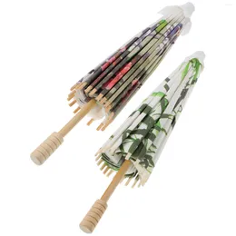 Umbrellas 2 PCS Dining Table Decor DIY Paper Wedding Rainproof Parasol Oriental Props Hand Silk Cloth Bride Bamboo Oil