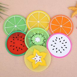 Table Mats 7pcs Pattern Randomly Fruit Shape Silicone Colourful Place Mat Coffee Milk Cup Insulation Pad Bottle Placemat QLY1157