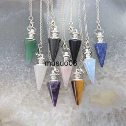 Pendant Necklaces Natural Stone Amethysts Healing Pendulum for Dowsing Spiritual Divination Cone Crystal Conical Quartz Pendants Necklace Jewelry J230601