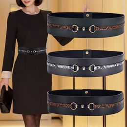 Belts Fashion Black Women Stretch Belt Vintage Wide Bandage Waist Leather Corset Elastic SCM0148