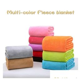 Blankets 100X150Cm Warm Flannel Fleece Soft Solid Bedspread Plush Winter Summer Throw Blanket For Bed Sofa Dh0426 Drop Delivery Home Dhpwa