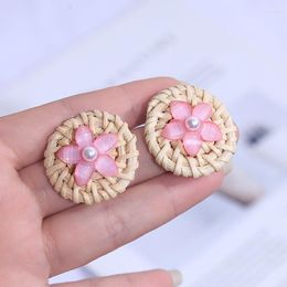 Dangle Earrings 2023 Fashion Female Handmade Round Rattan Drop For Women Trendy Bohemian Acrylic Flower Earring Party Jewelry